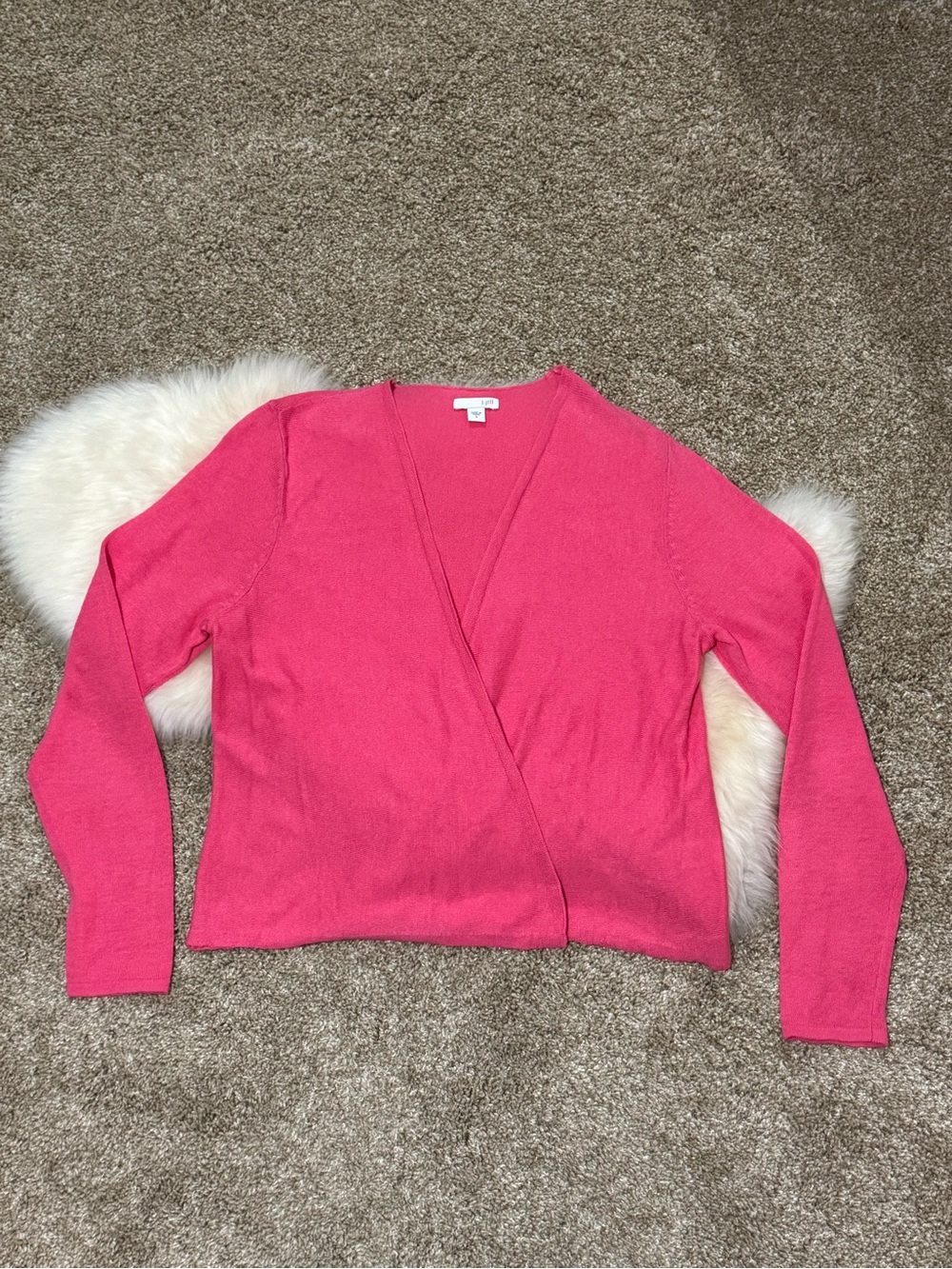 NWOT Jjill Women's Pink Linen Blend Wrap-Style Sweater Size Small